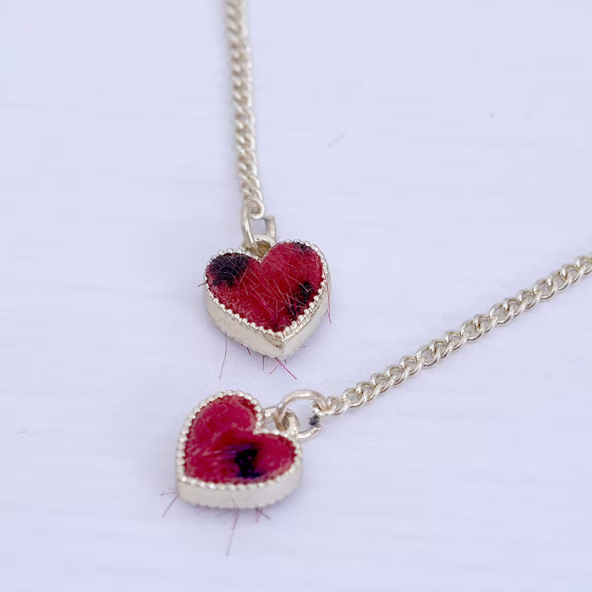 植絨紅豹愛心&times;不對稱吊墜耳環-第3張