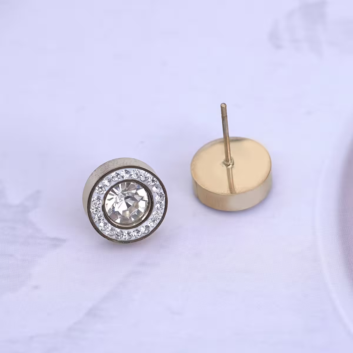 鋼飾×滿鑽圓圈×耳釘×金色-第3張