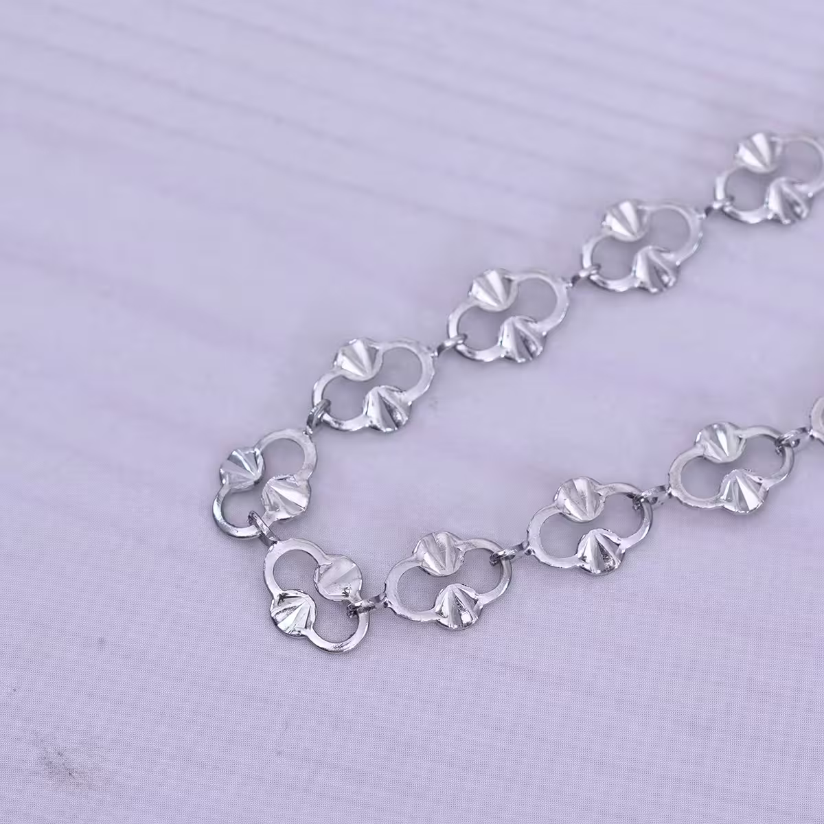 316鋼飾×香吻壓花紋 ×手鍊×銀色-第5張