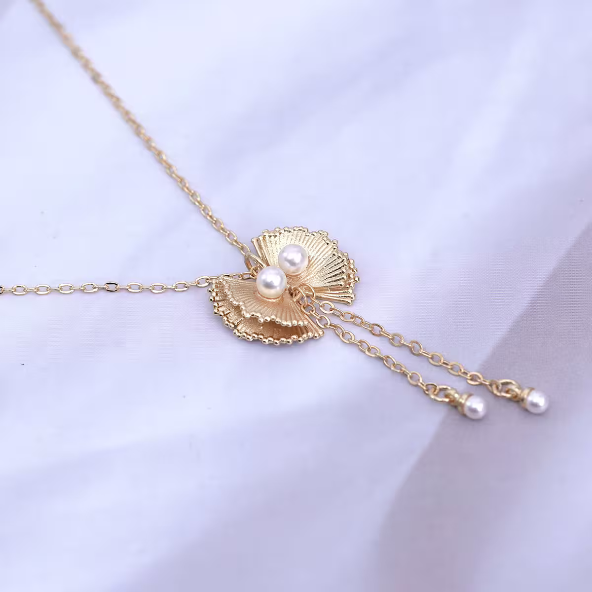 扇貝珍珠流蘇×鎖骨項鍊-第2張