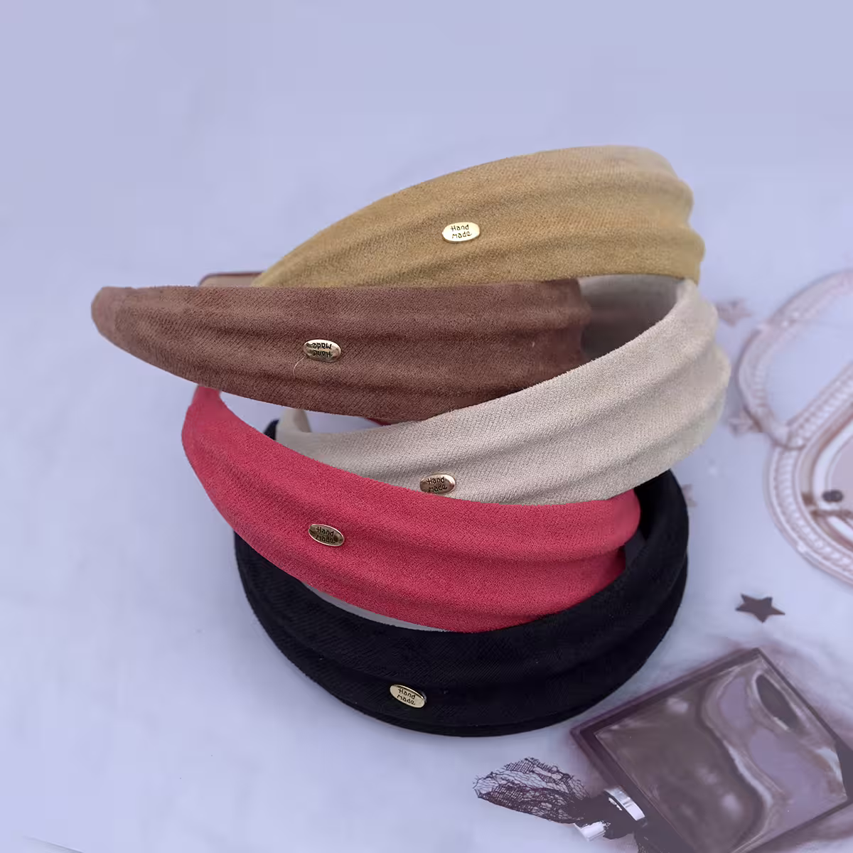 硬絨寬邊褶皺×髮箍×共五色-第1張