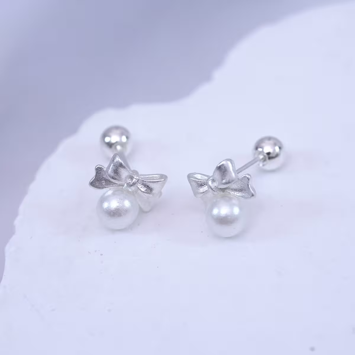 925銀針×蝴蝶結珍珠×轉珠耳環-第2張