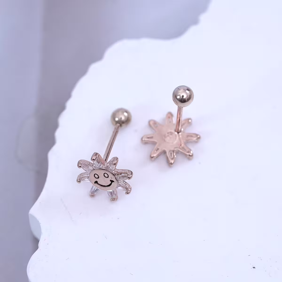 玫瑰金太陽花×轉珠耳環-第4張