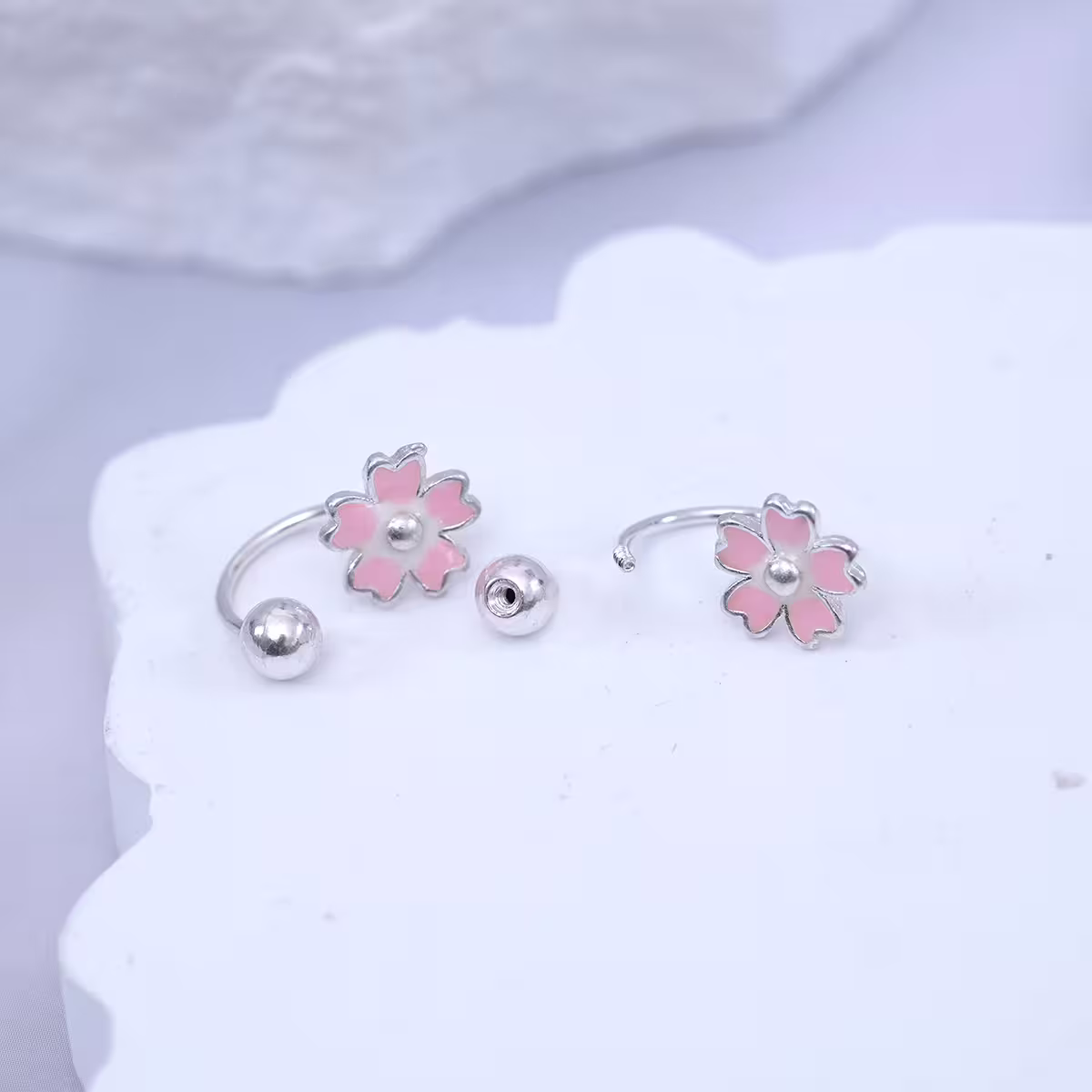 925耳針×粉紅櫻花×轉珠耳環-第3張