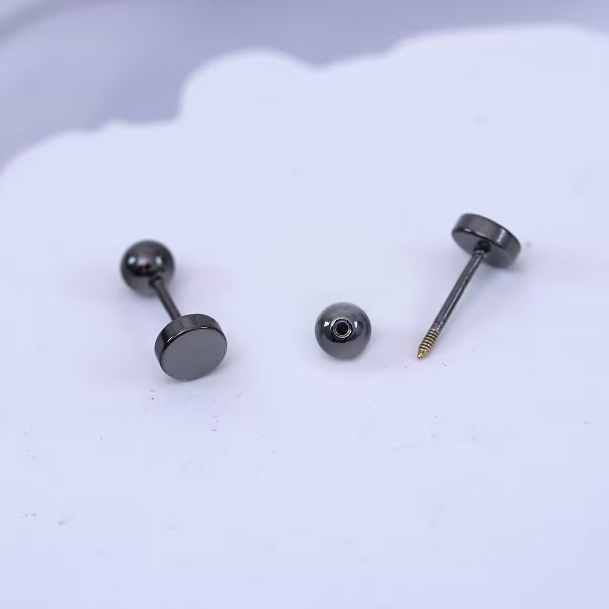 黑色圓形×轉珠耳環-第3張