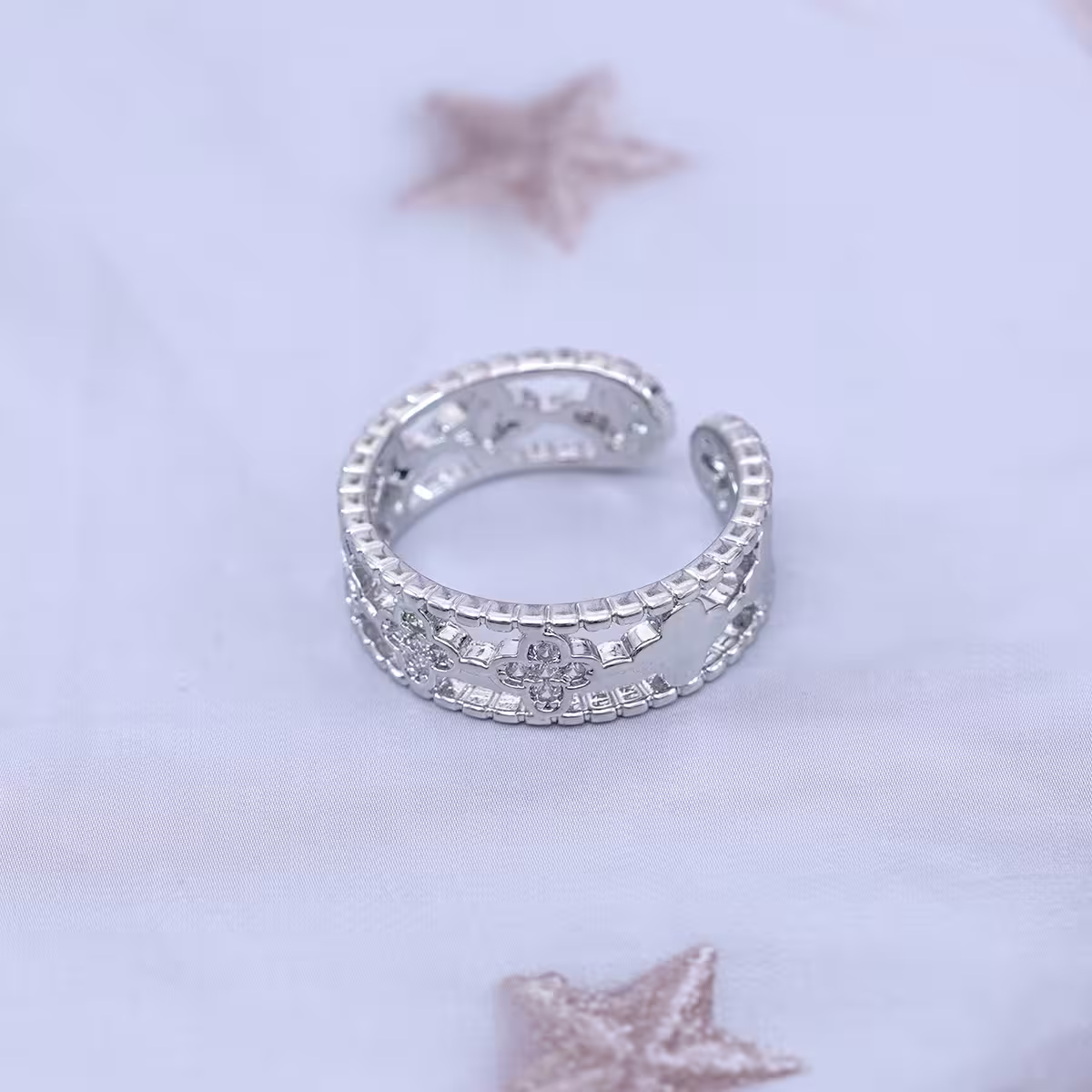 四葉草鏤空晶鑽×開口戒指×共二色-第6張