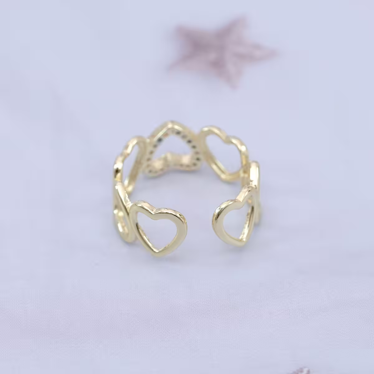 愛心排列鏤空晶鑽×開口戒指-第2張