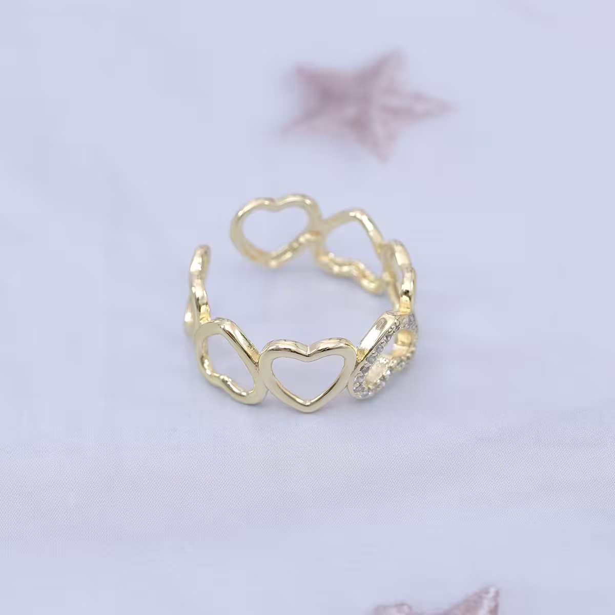 愛心排列鏤空晶鑽×開口戒指-第3張
