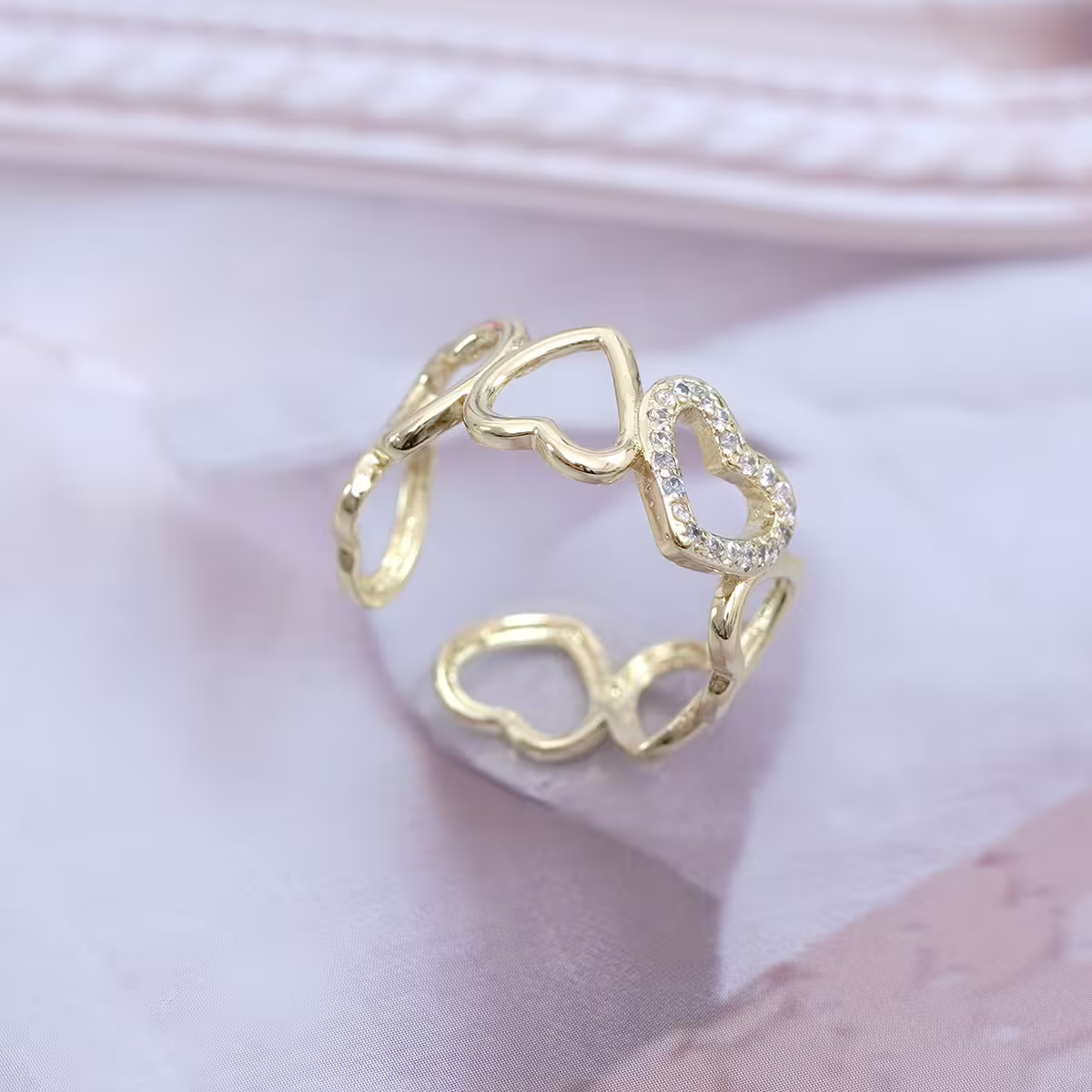 愛心排列鏤空晶鑽×開口戒指-第4張