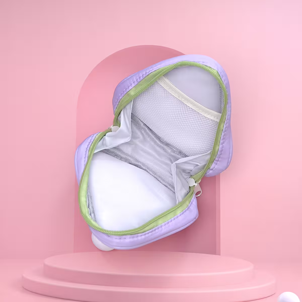 撞色倒三角手提×化妝收納包×紫色-第2張