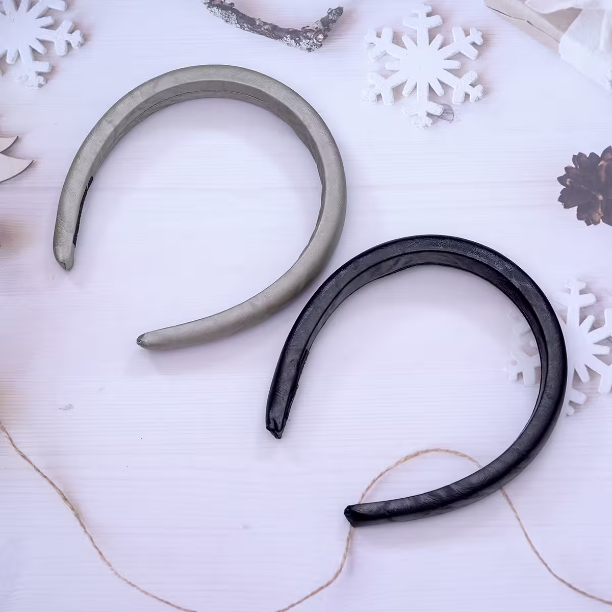 皺褶單色皮革×髮箍×共二色-第6張