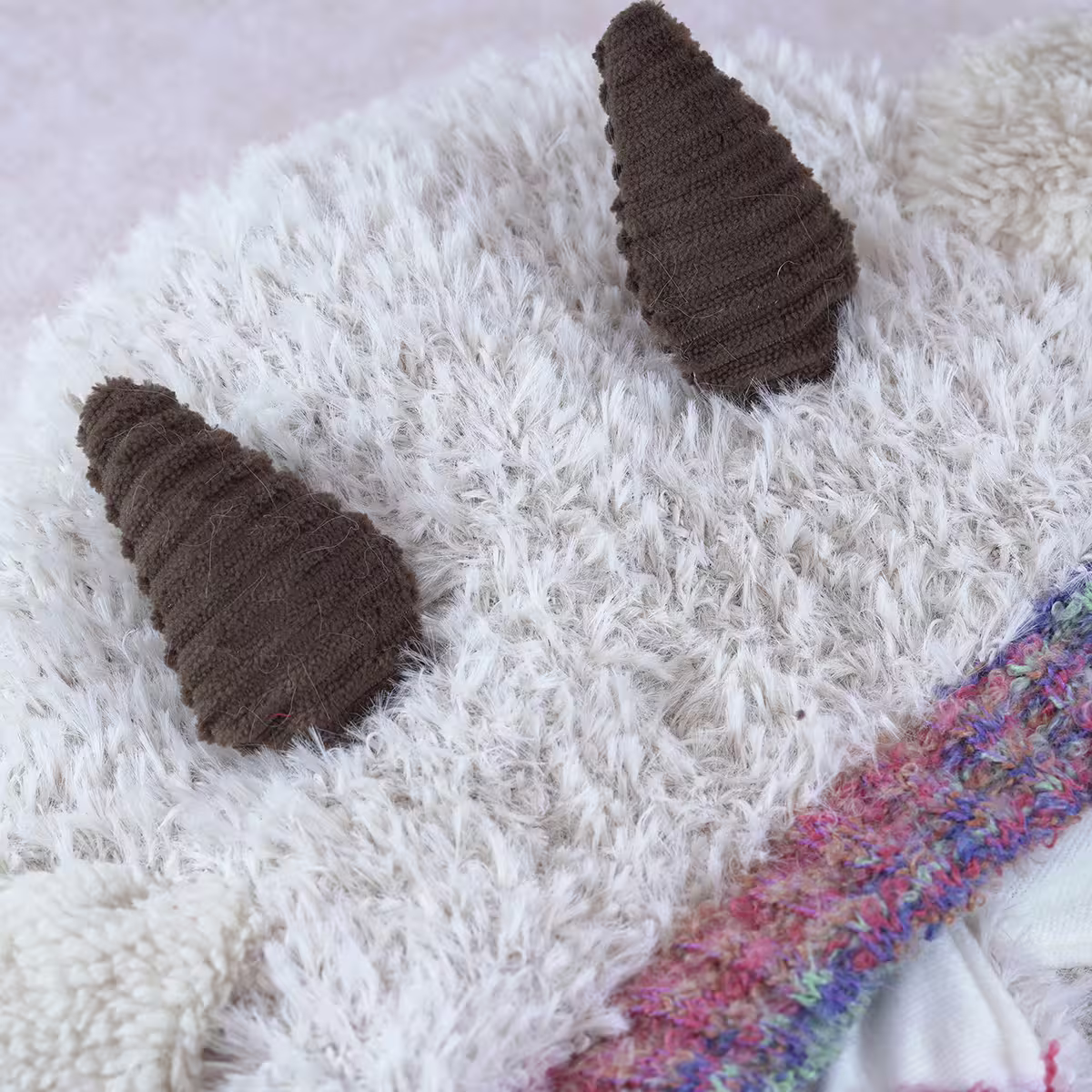 小羊角絨毛×毛帽×米色-第3張