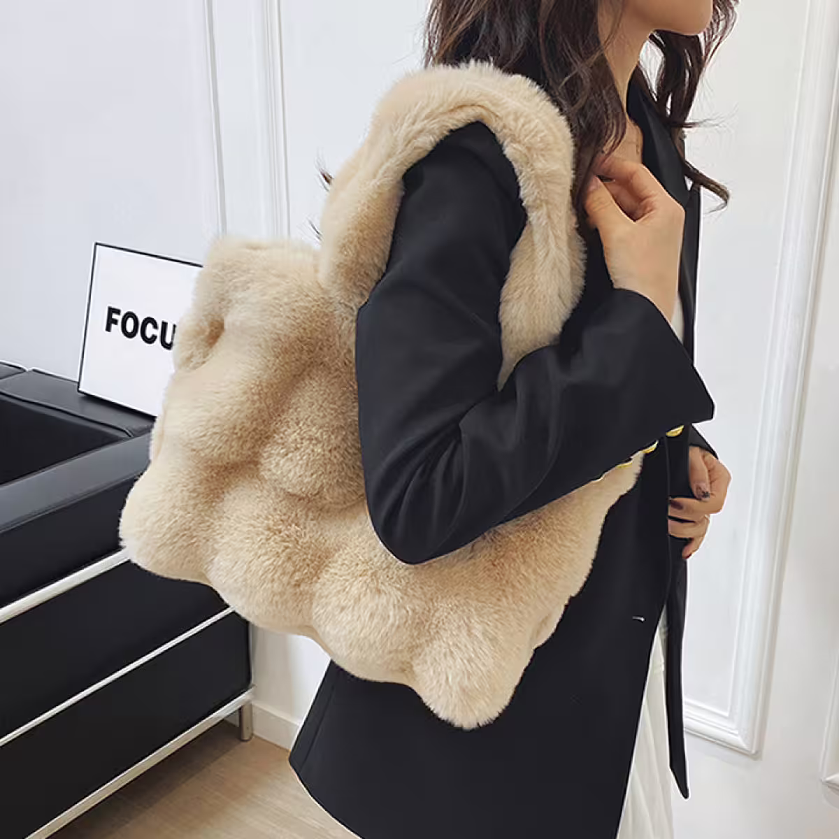 毛毛波堤×肩背袋×卡其-第5張