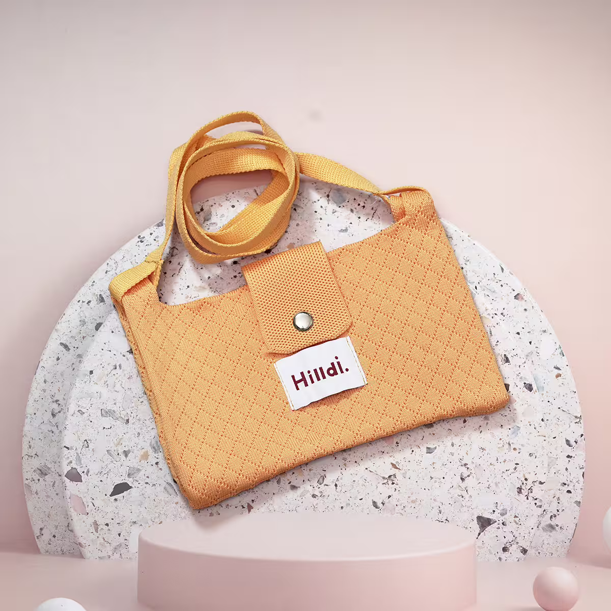 快樂多巴胺×單色針織×斜背包×黃色-第1張