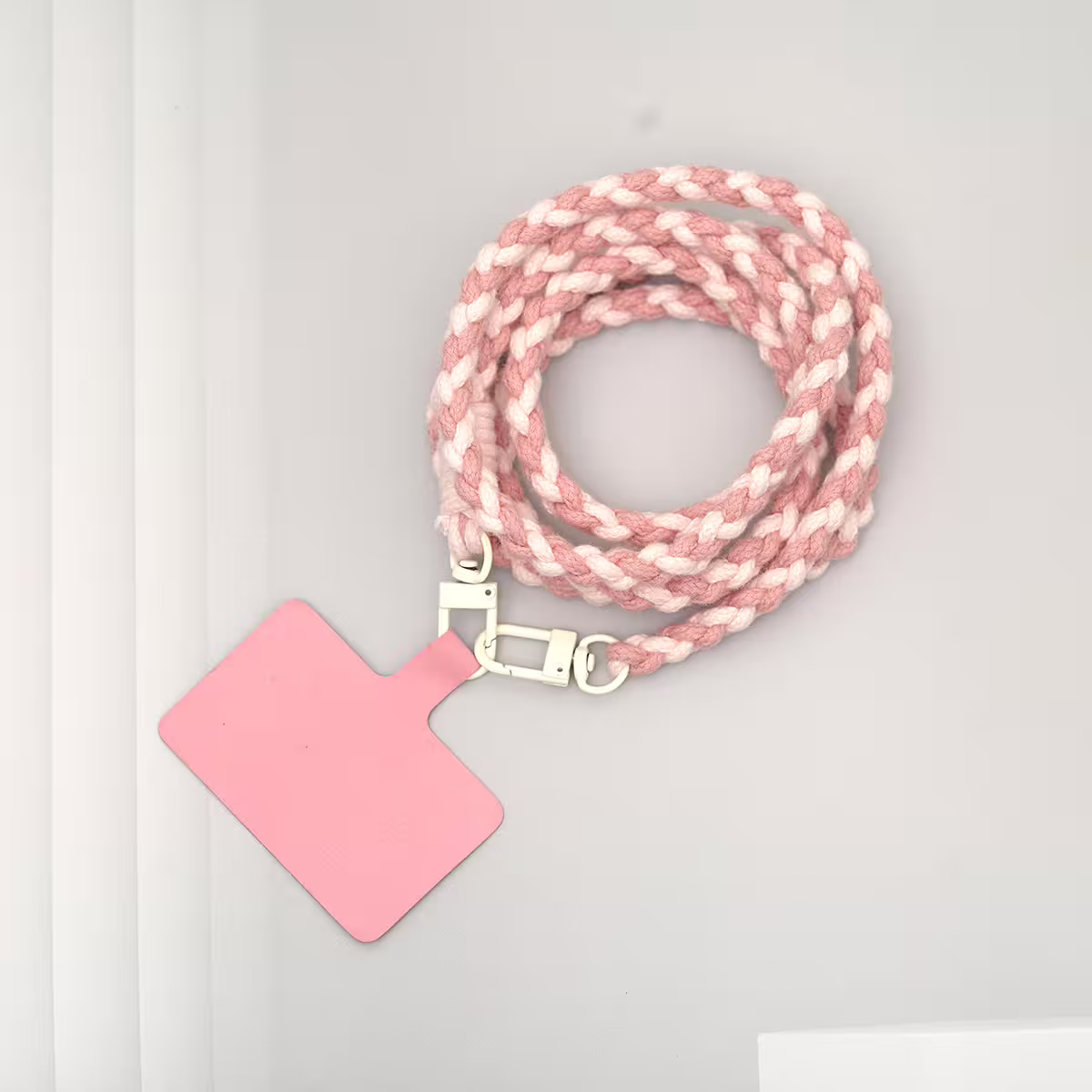 細繩雙色小麻花&times;手機斜背雙勾掛繩&times;深粉+淡粉-第2張