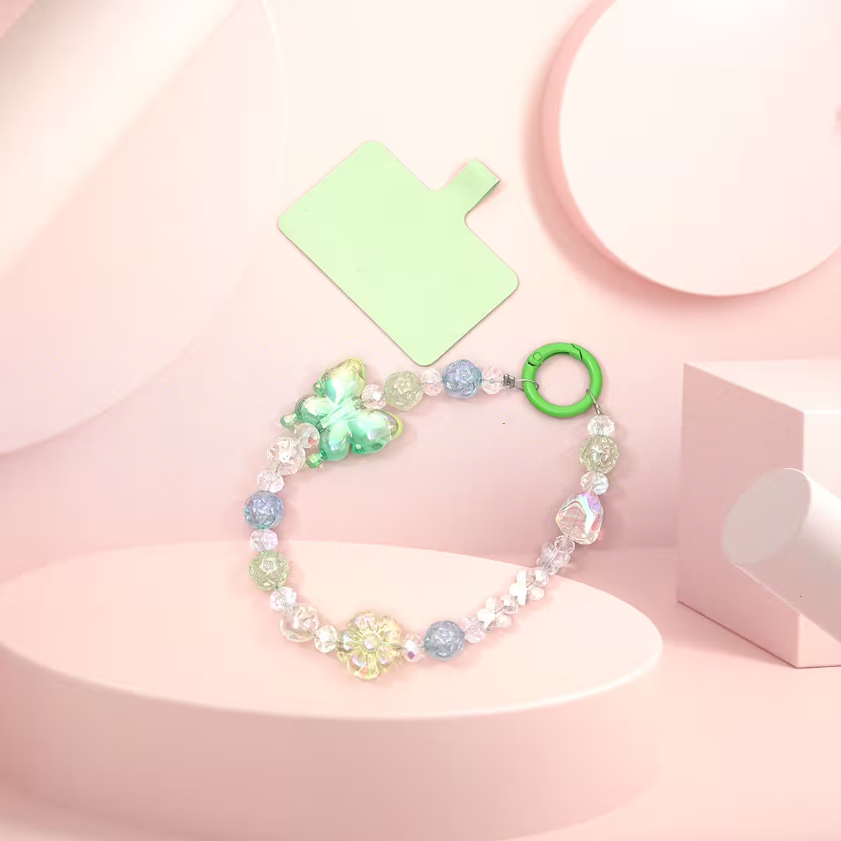 炫彩漸變蝴蝶&times;手機腕帶掛繩&times;綠色-第3張