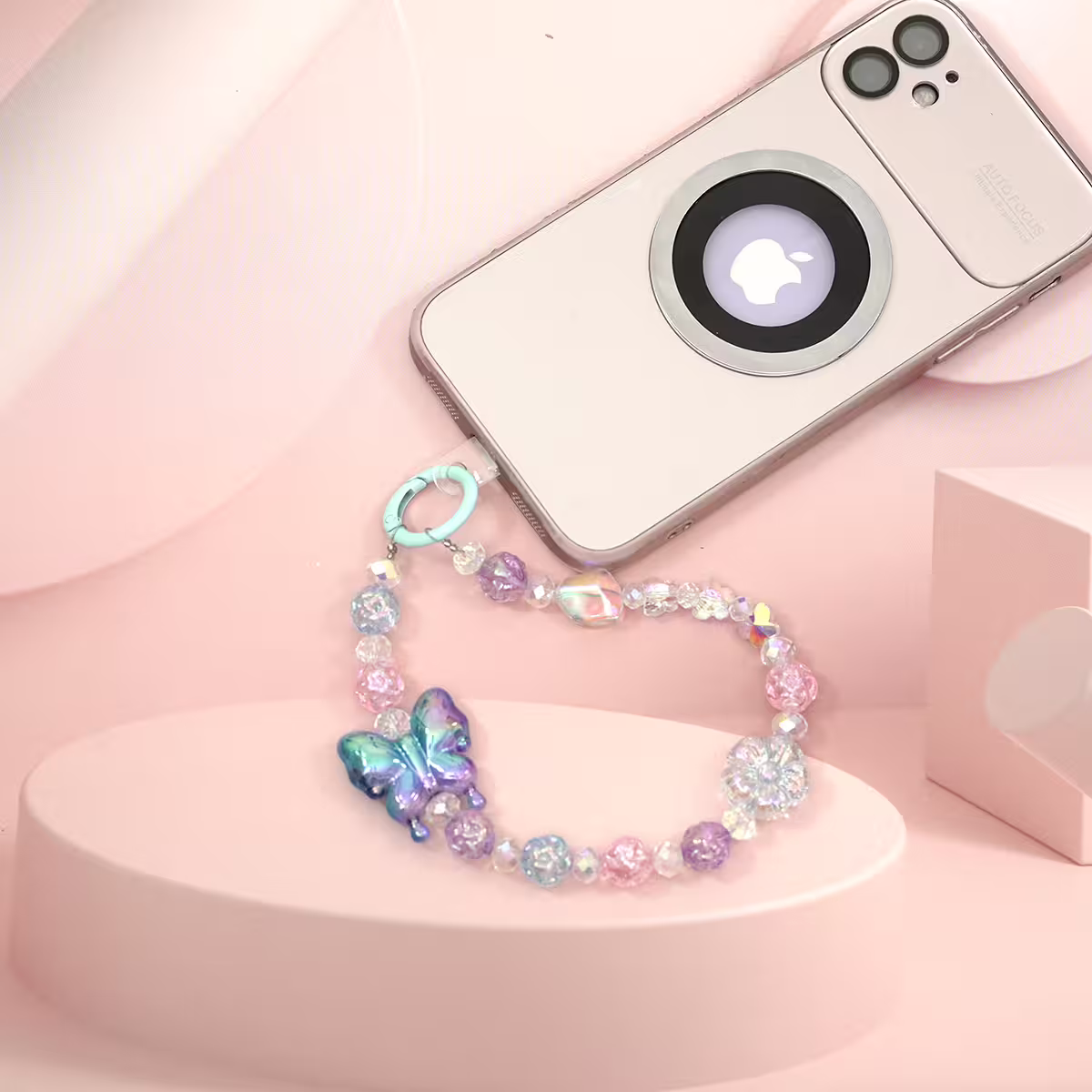 炫彩漸變蝴蝶&times;手機腕帶掛繩&times;藍色-第2張