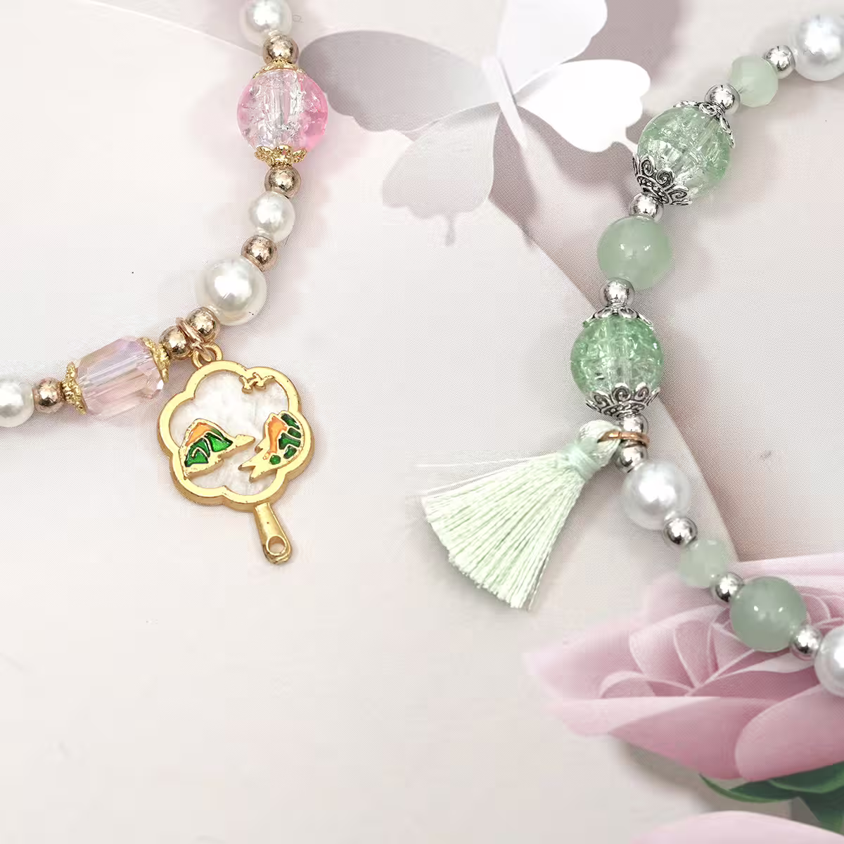 綠竹節流蘇&times;手機腕帶掛繩-第6張