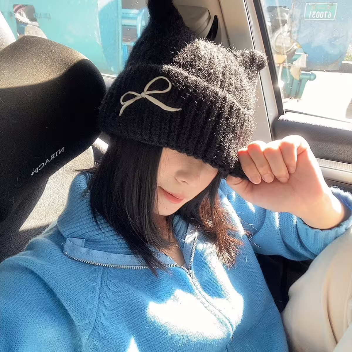 平頭俏貓耳蝴蝶結&times;毛帽&times;棕咖-第8張