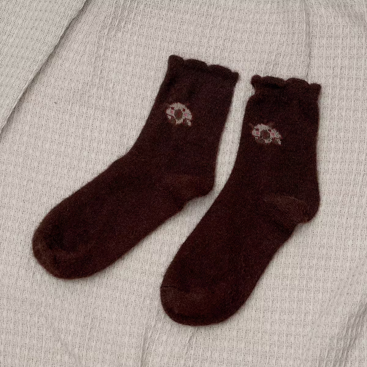 卡皮巴拉毛襪&times;中筒襪&times;二雙套件襪子組&times;暖咖-第4張