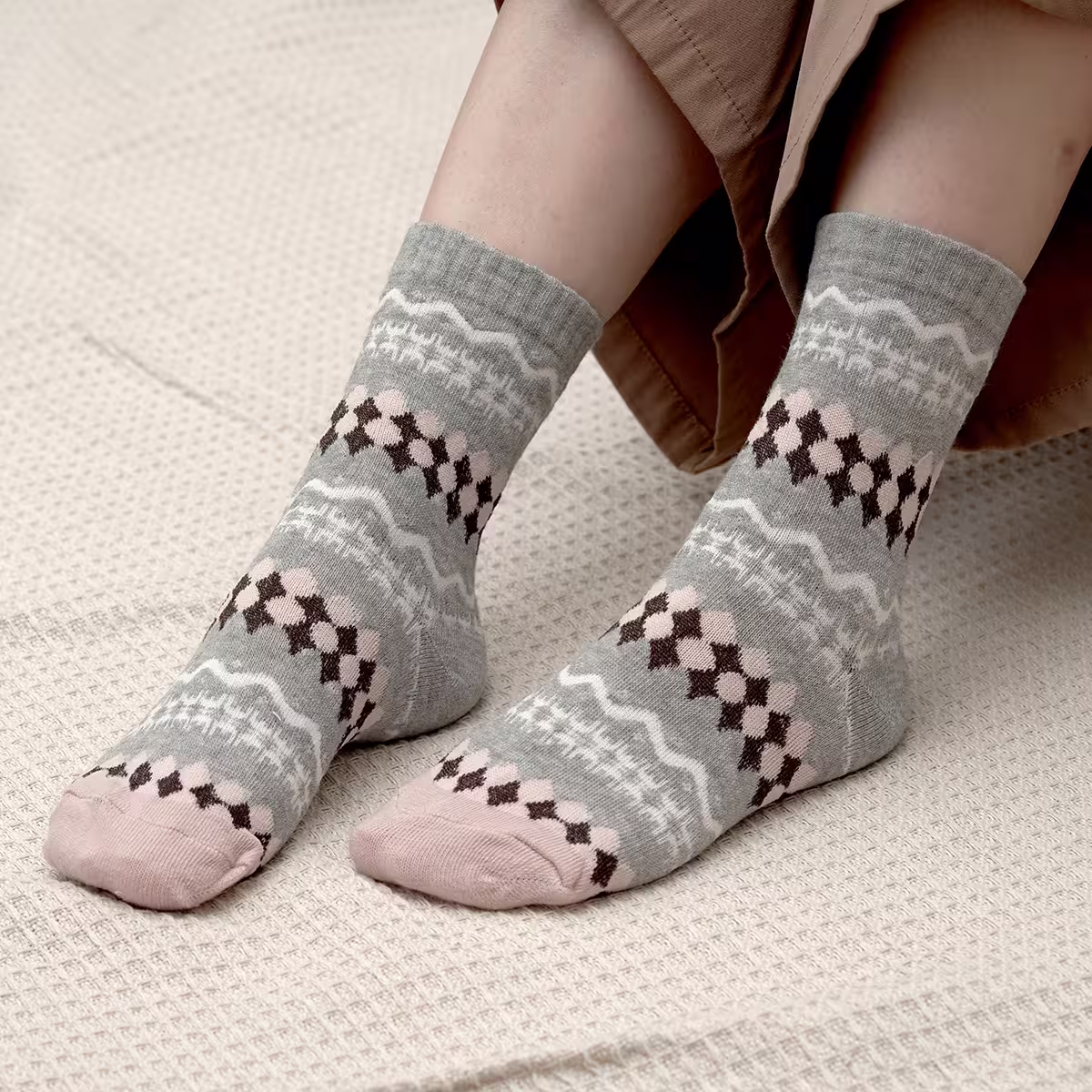 粉灰少女心&times;中筒襪&times;三雙套件襪子組-第6張