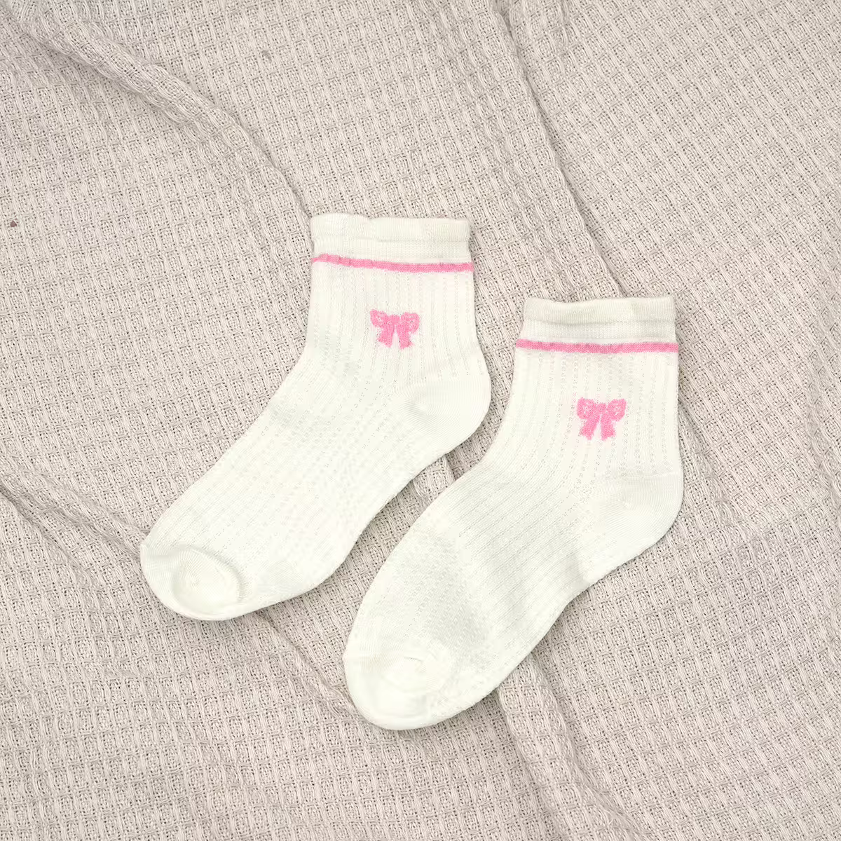 白粉蝴蝶結&times;中筒襪&times;五雙套件襪子組-第2張