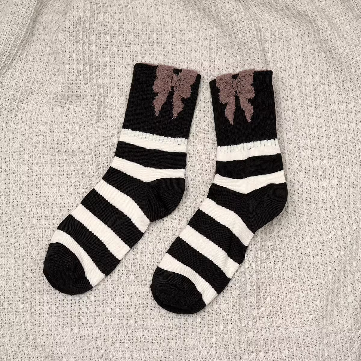 熊熊笑臉蝴蝶結愛心&times;中筒襪&times;四雙套件襪子組-第3張