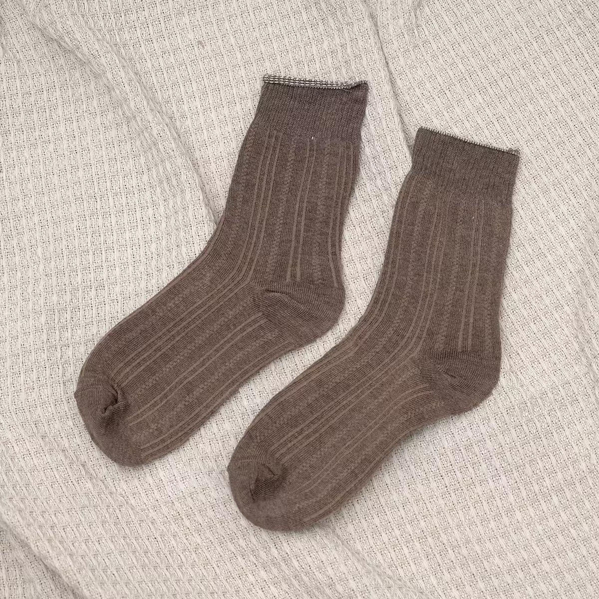 暖色系素面&times;中筒襪&times;四雙套件襪子組-第4張