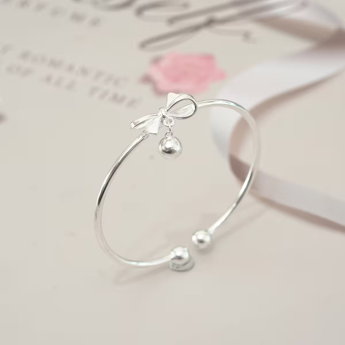 925銀飾&times;蝴蝶領結小鈴鐺&times;開口手環-第2張