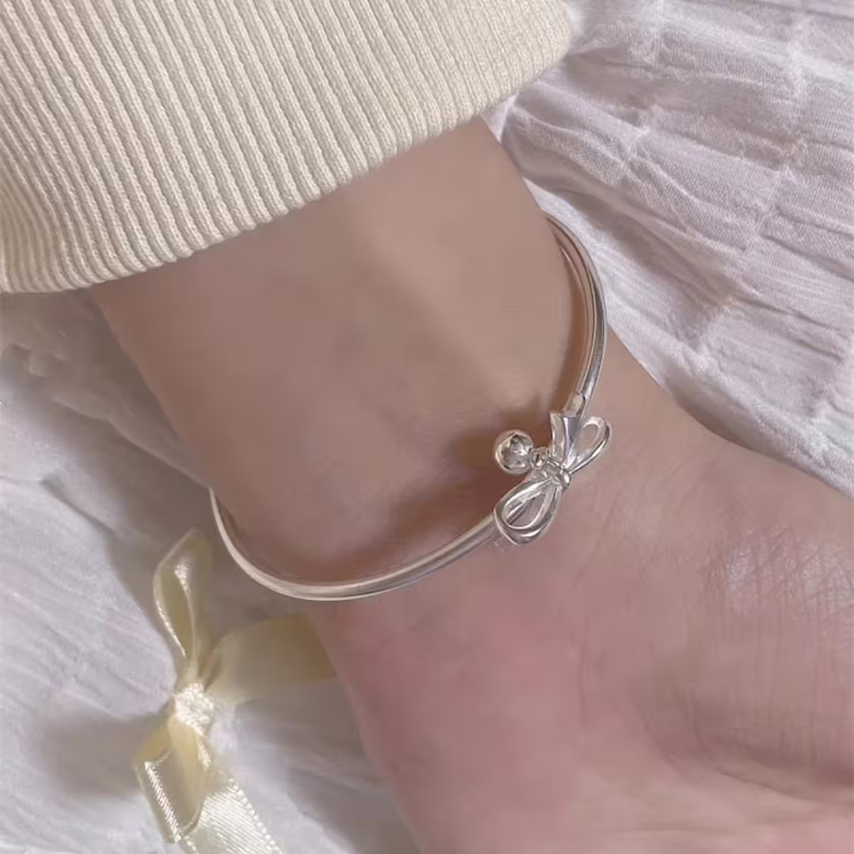 925銀飾&times;蝴蝶領結小鈴鐺&times;開口手環-第6張