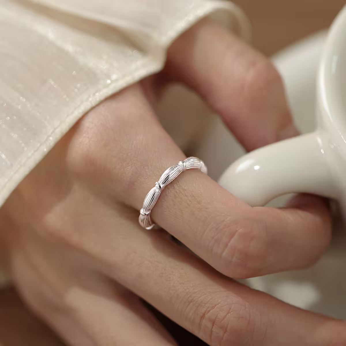 925銀飾&times;希臘風織紋&times;開口戒指-第6張