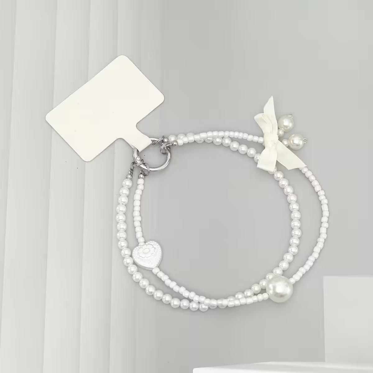 白珍珠圓舞曲&times;雙層手機腕帶掛繩-第1張