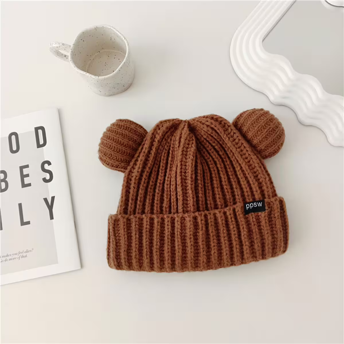 毛線小熊耳朵&times;毛帽&times;棕咖-第4張