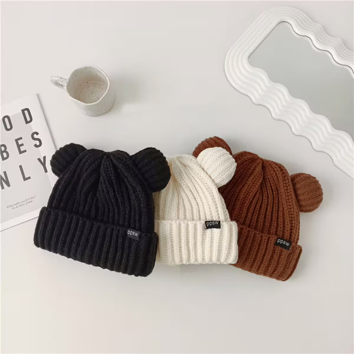 毛線小熊耳朵&times;毛帽&times;白色-第5張