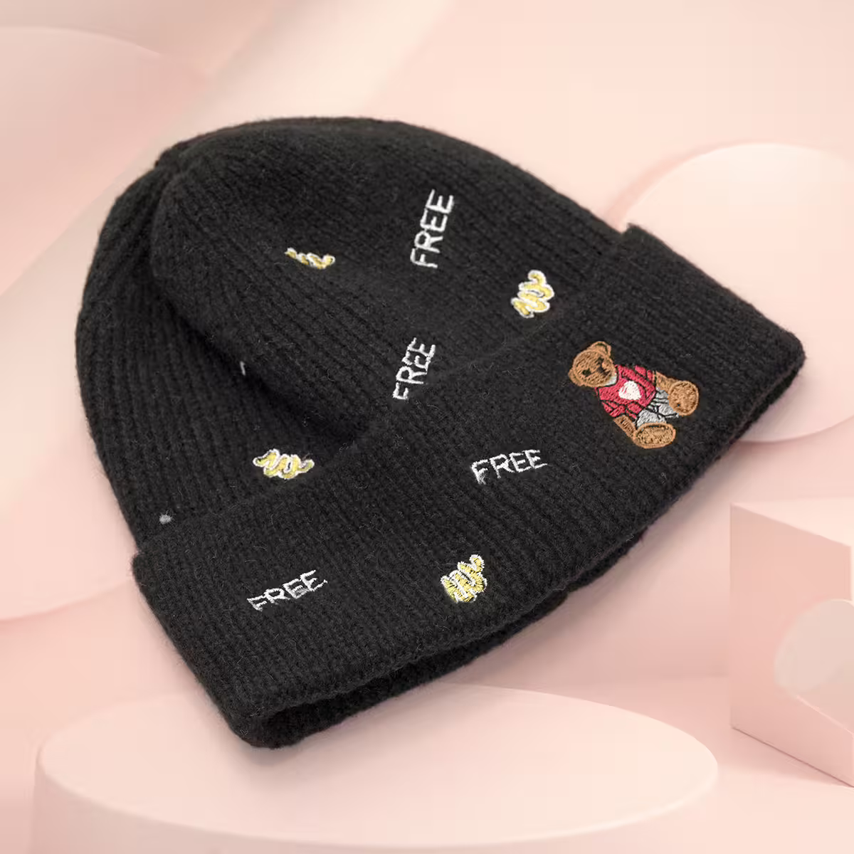 韓風刺鏽塗鴉&times;毛帽&times;黑色-第3張