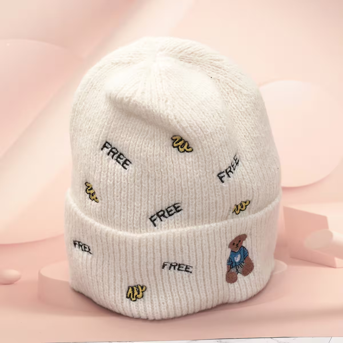 韓風刺鏽塗鴉&times;毛帽&times;白色-第2張