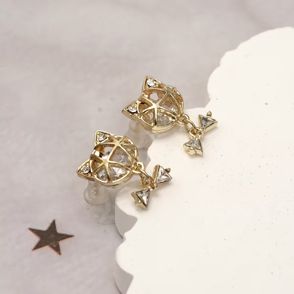 立體鏤空貓咪&times;吊墜耳環-第4張