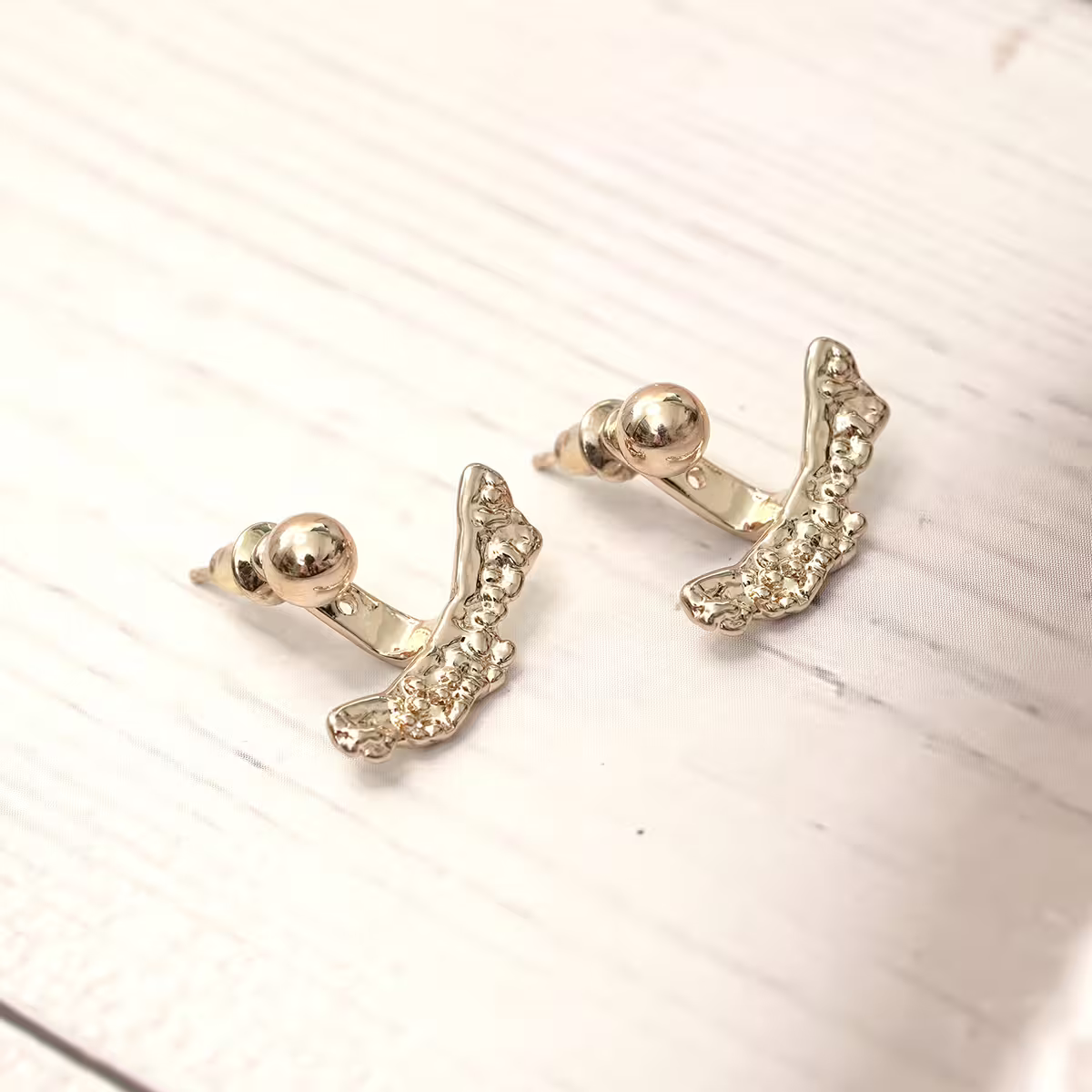 波紋弧型&times;後掛式吊墜耳環-第4張