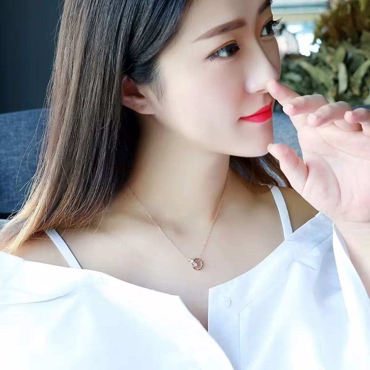 316鋼飾&times;雙環晶鑽&times;項鍊&times;玫瑰金-第6張