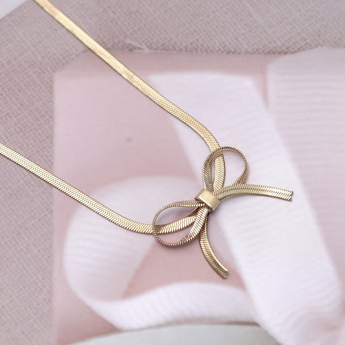 316鋼飾&times;扁平蛇骨蝴蝶結&times;項鍊&times;金色-第5張