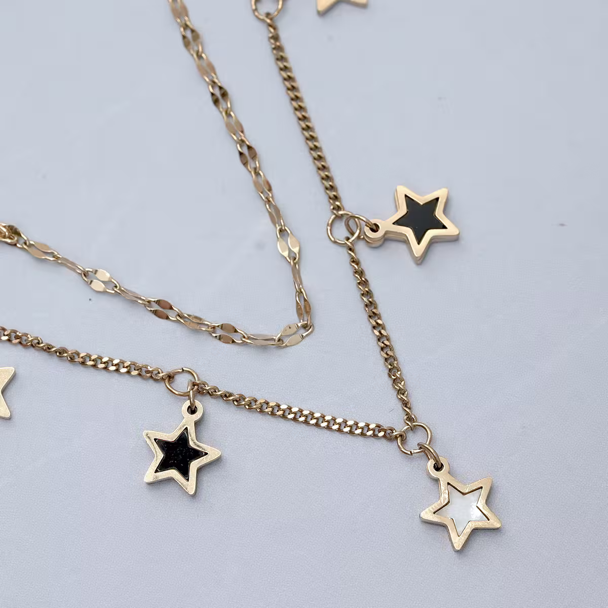 316鋼飾&times;星白星星&times;雙層腳鍊&times;金色-第3張