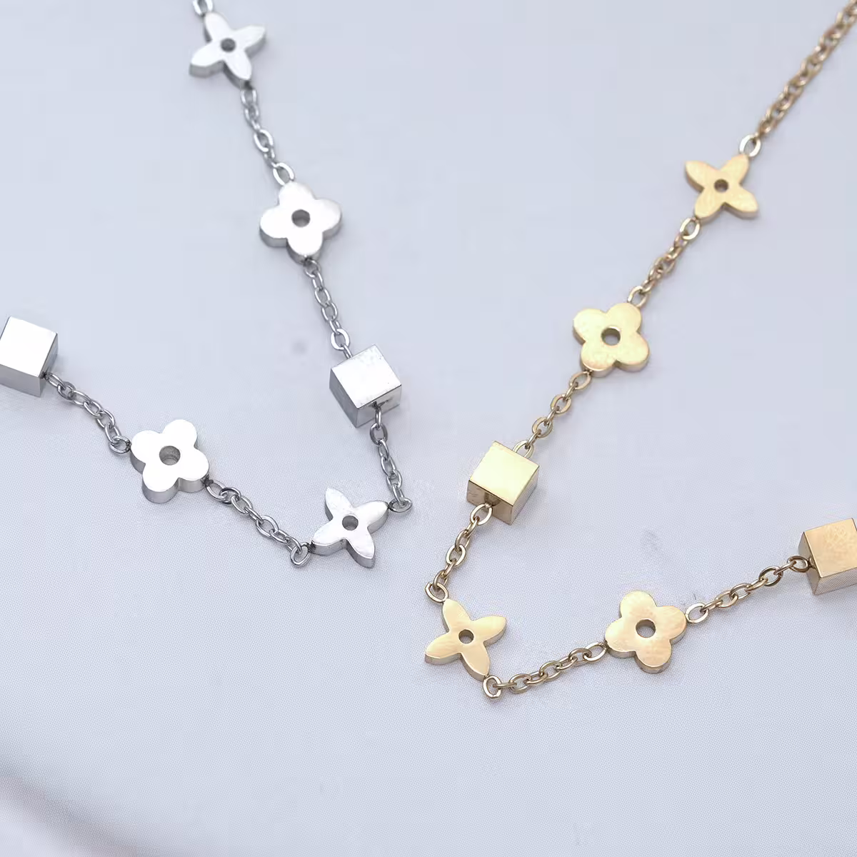 316鋼飾&times;老花方塊&times;手鍊&times;銀色-第6張