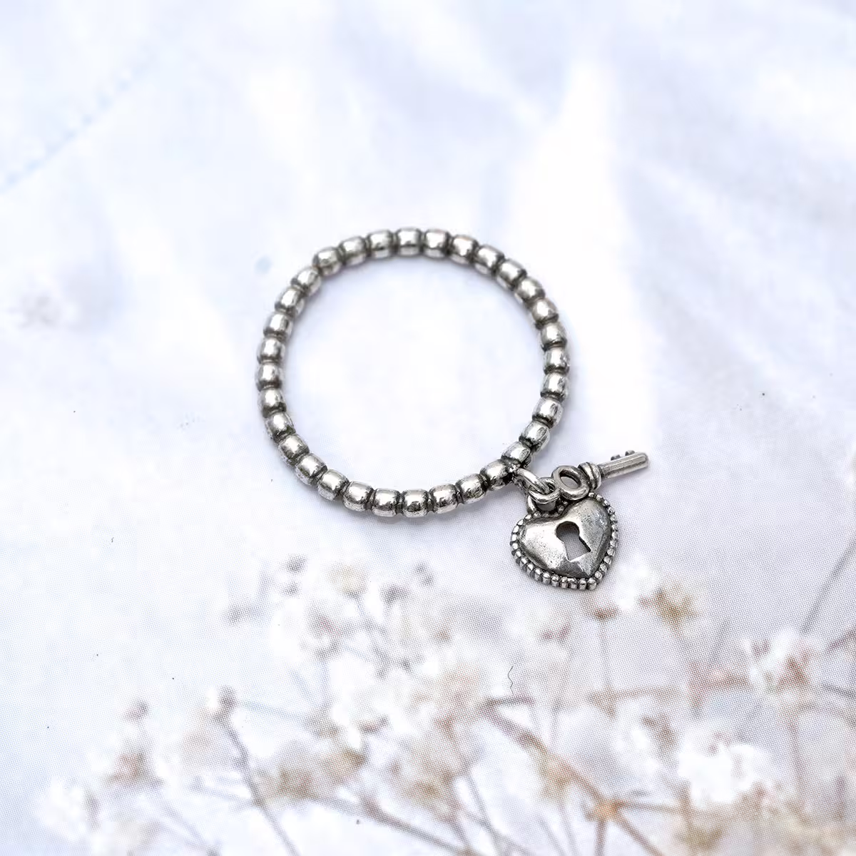 925銀飾&times;心鎖&times;開口戒指-第1張