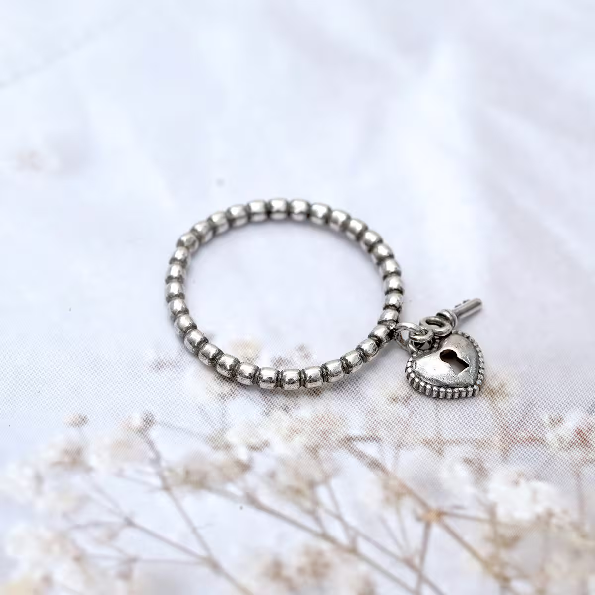 925銀飾&times;心鎖&times;開口戒指-第2張