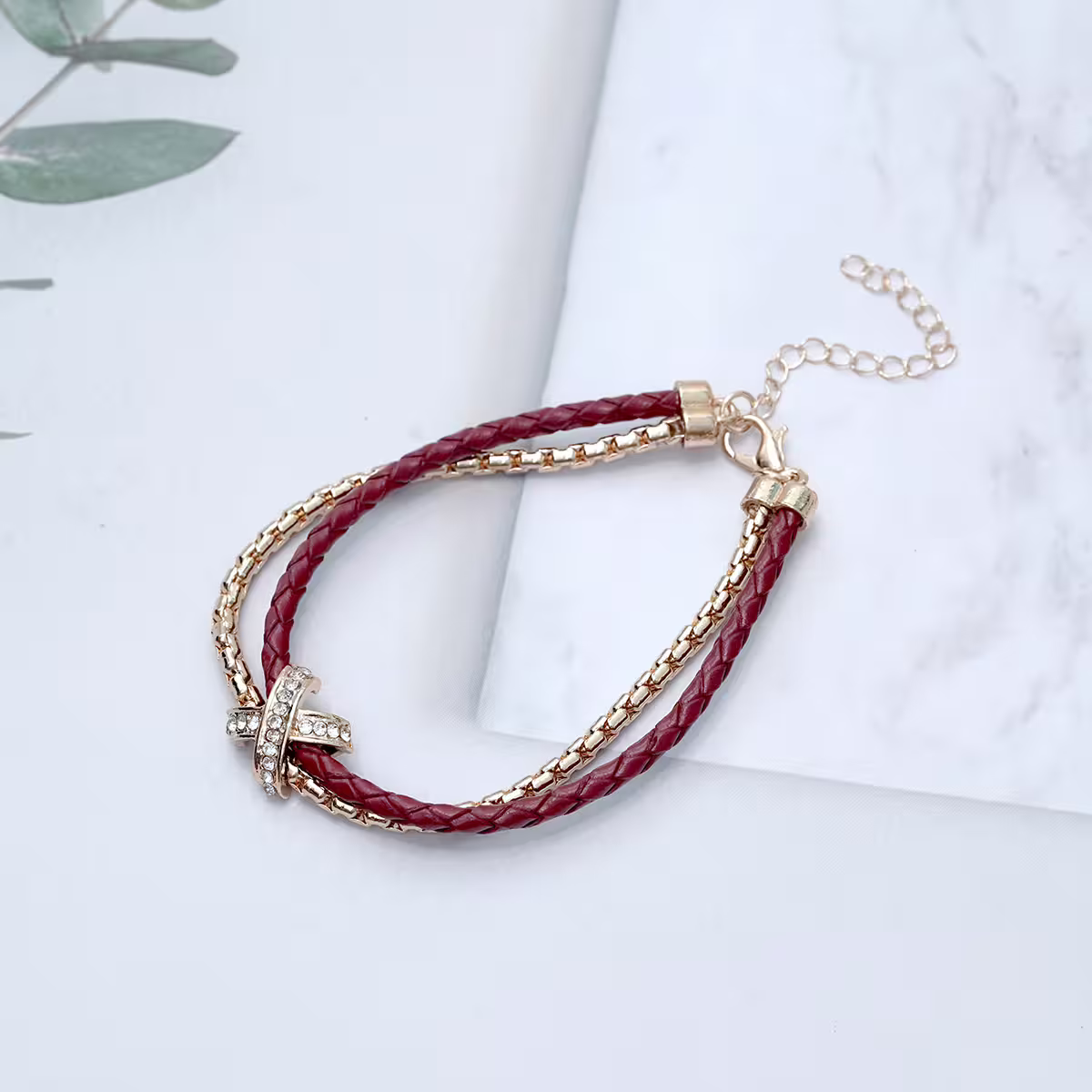 紅繩金線交叉&times;雙層手鍊-第1張