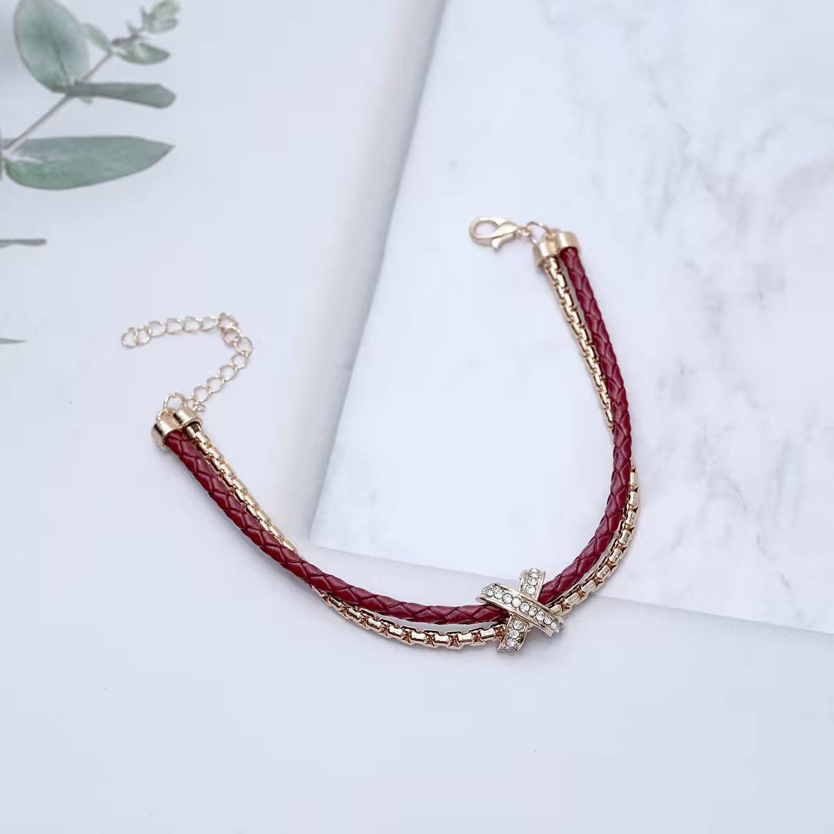 紅繩金線交叉&times;雙層手鍊-第3張