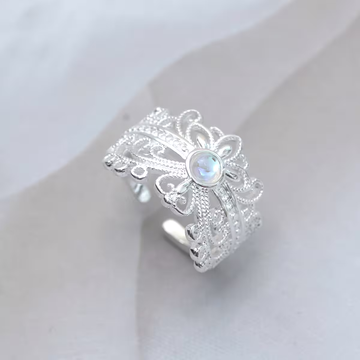 925銀飾&times;宮廷風鏤空蕾絲&times;開口戒指-第1張