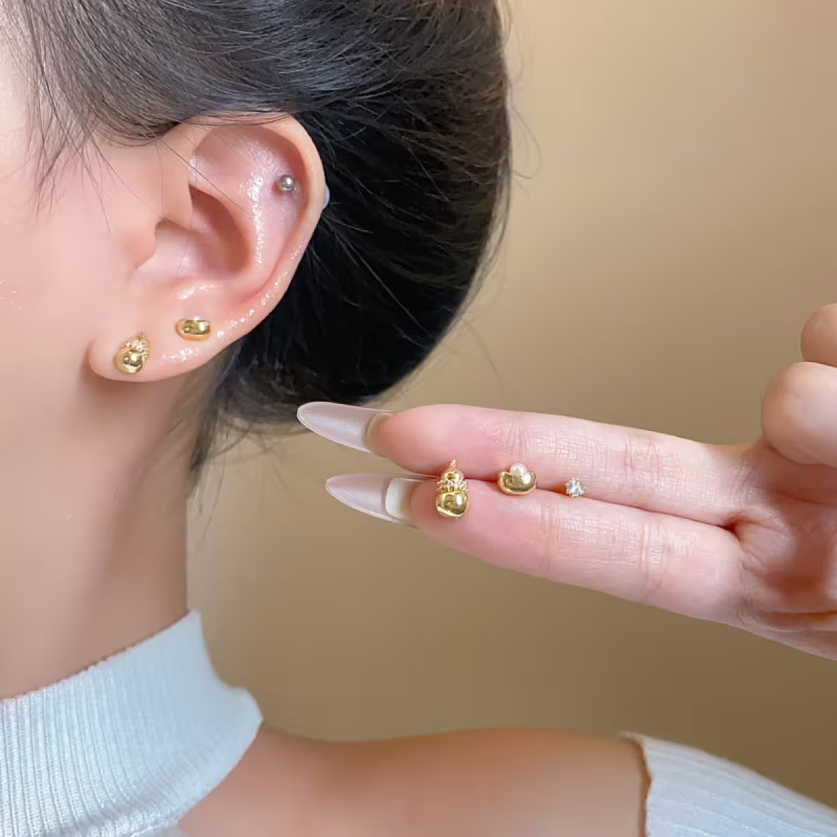 葫蘆元寶晶鑽&times;三套件耳環組-第6張