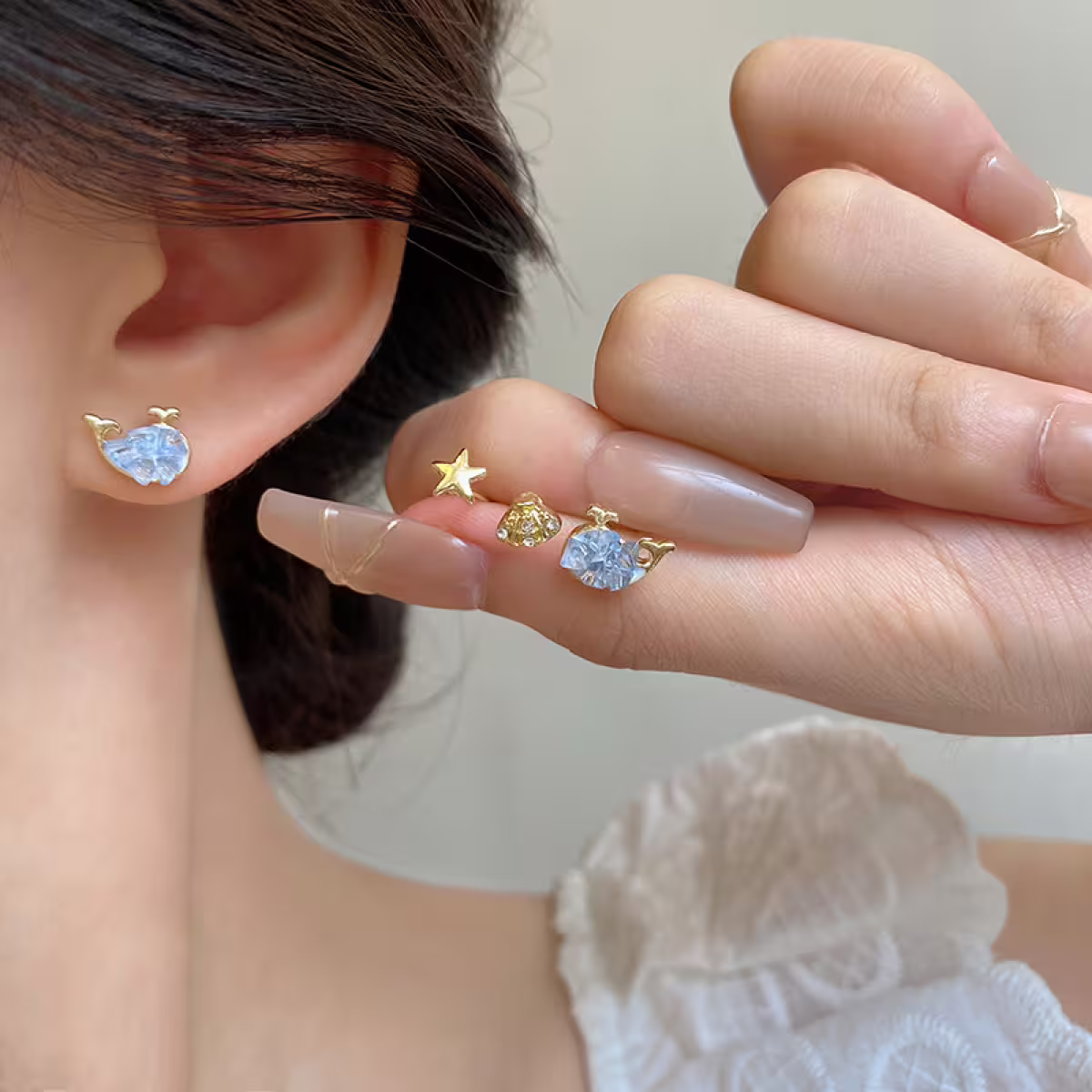 鯨魚海洋貝殼&times;三套件耳環組-第6張