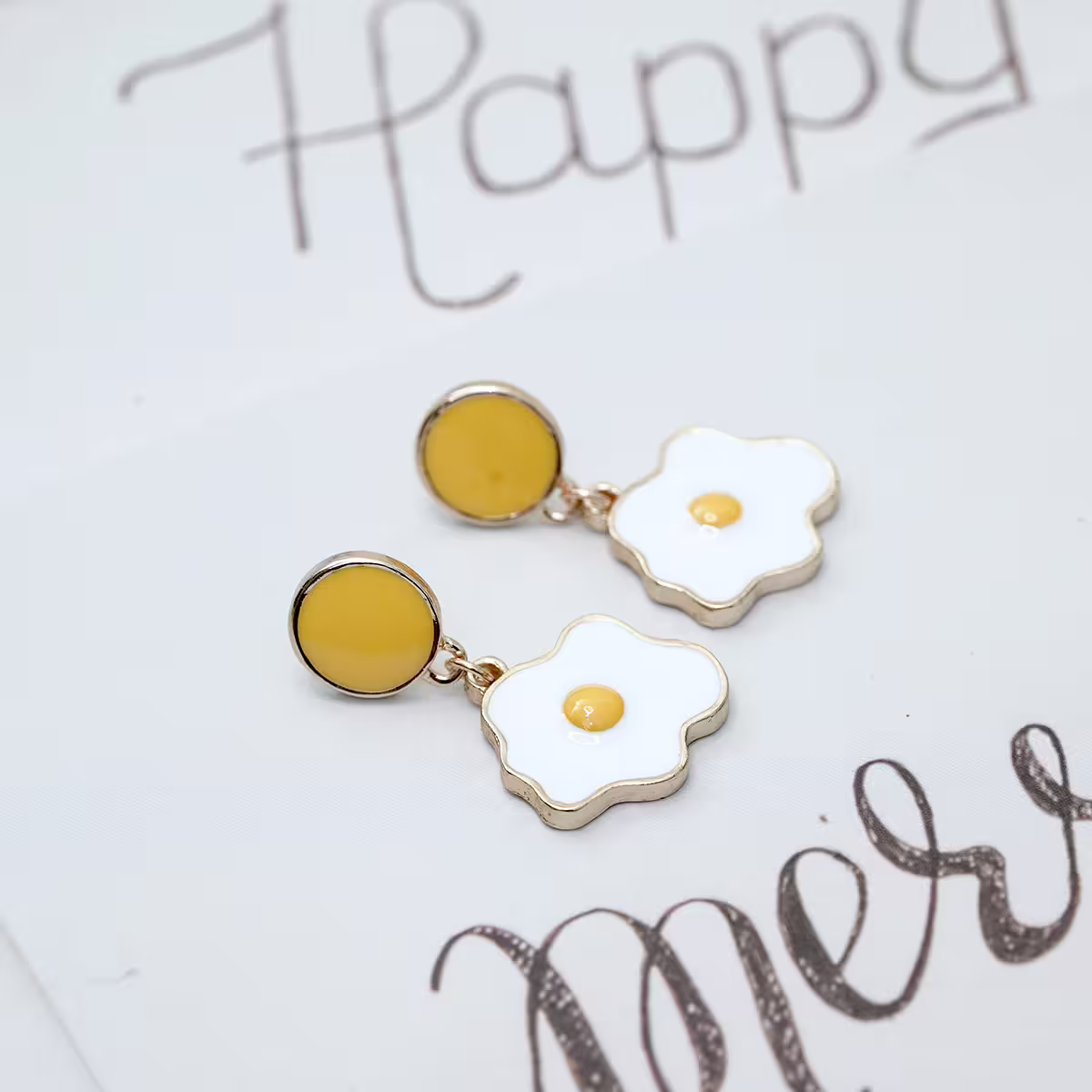 可愛荷包蛋&times;吊墜耳環-第2張